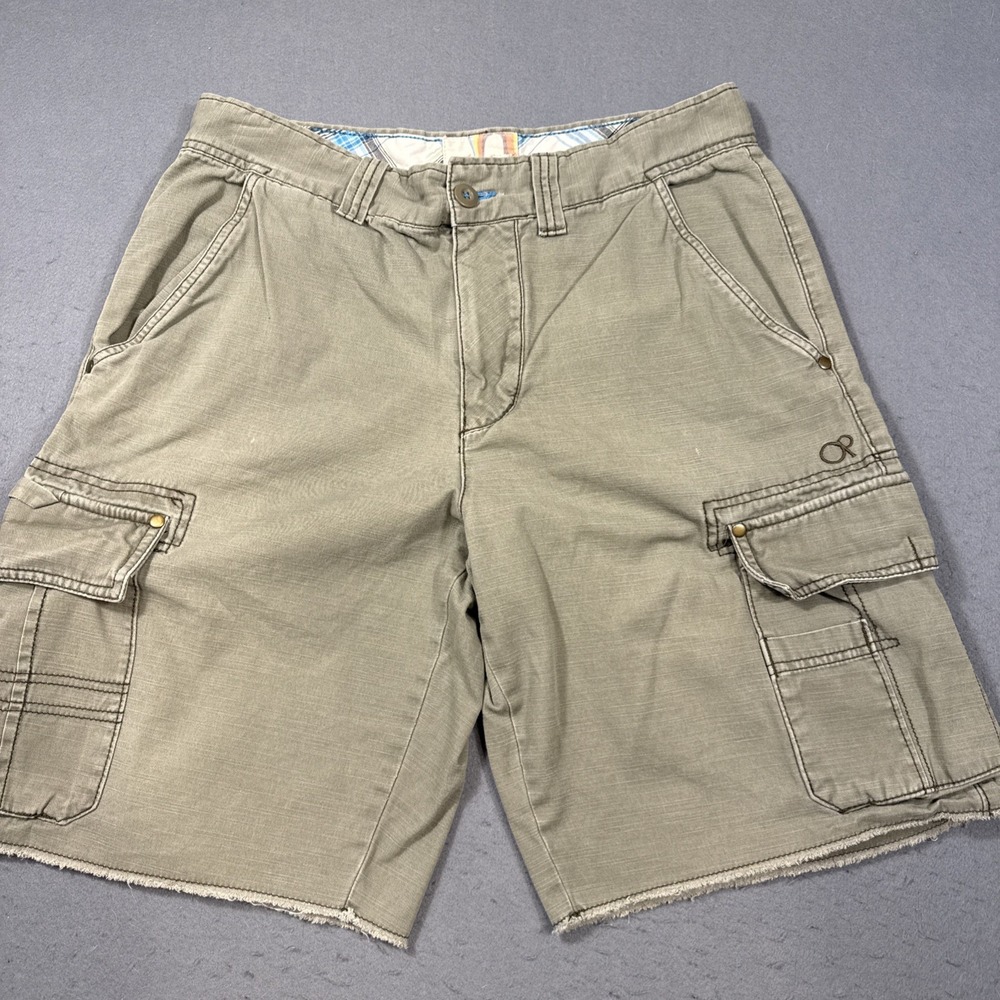 VTG Ocean Pacific Shorts Mens 34 KHAKI  Cargo Utility Skate Military OP 90s Y2K